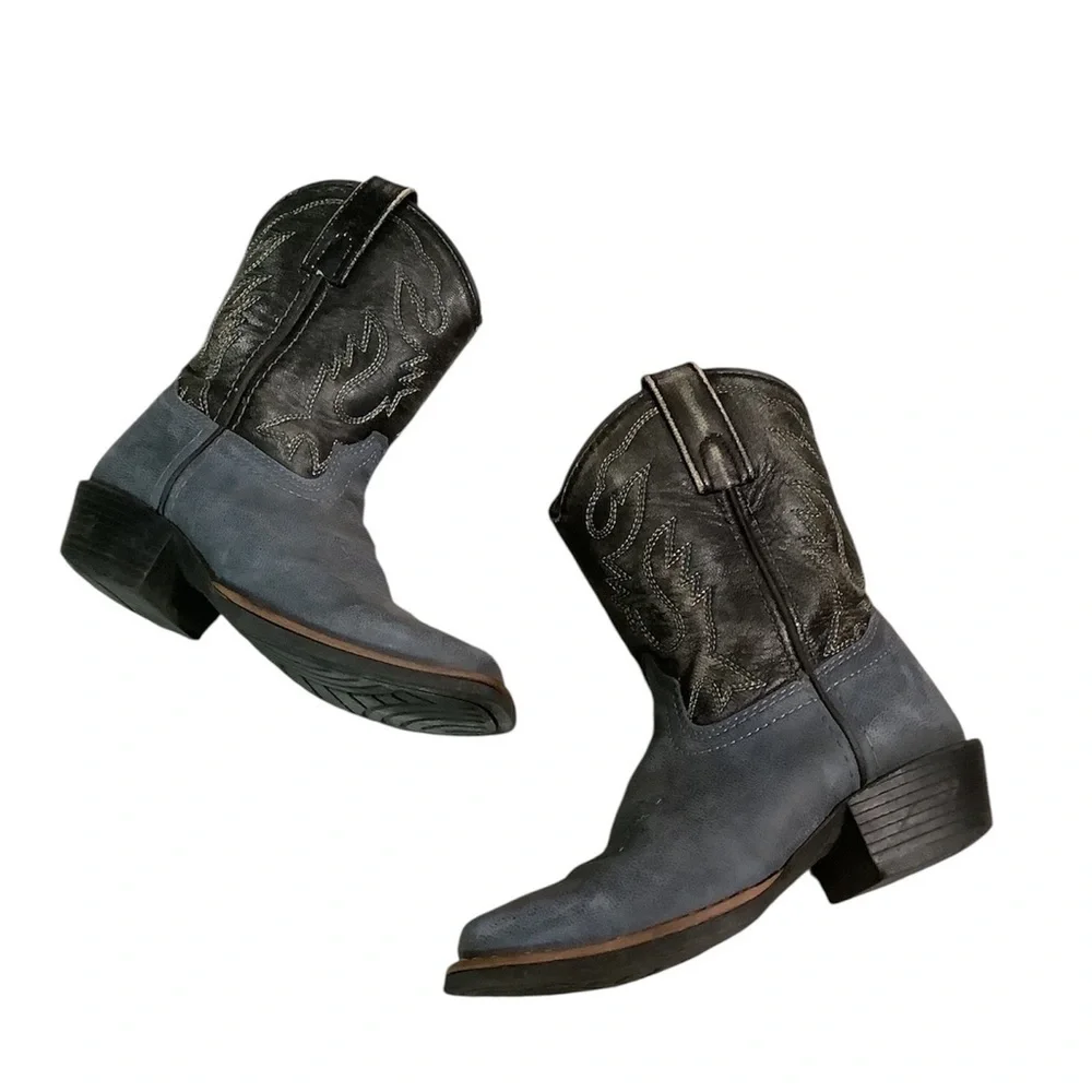 Kids Black and Gray Cowboy Boots